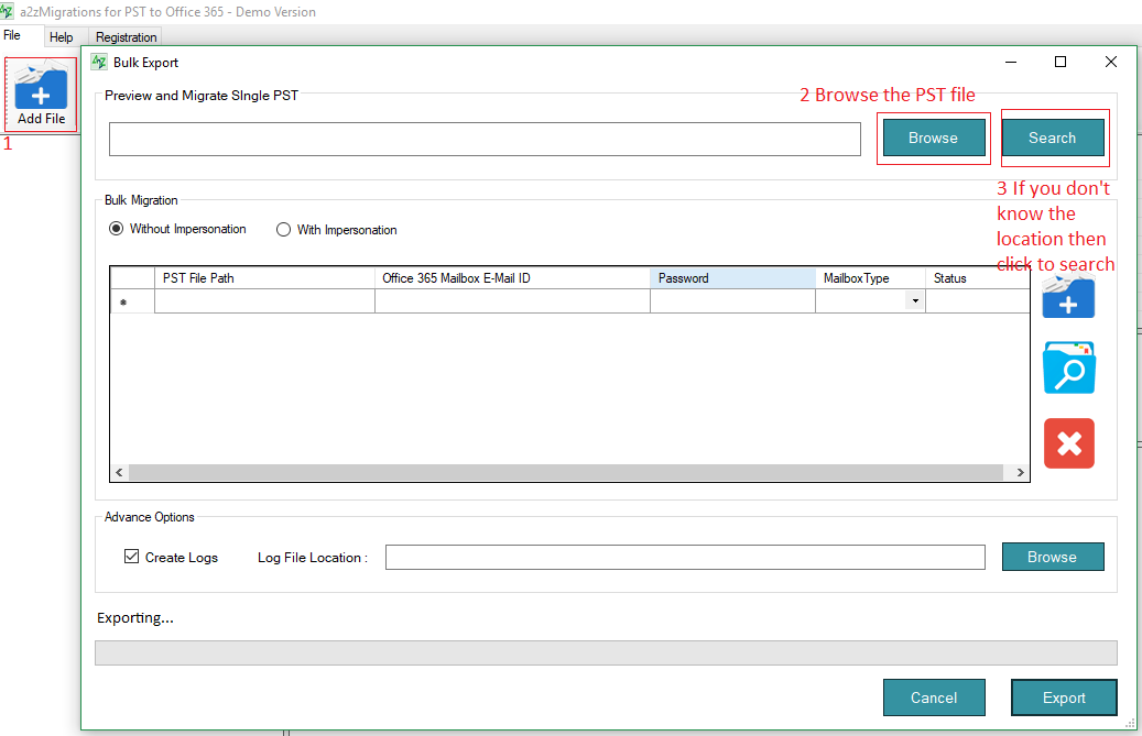 A2Z Migrations for PST to Office 365 Windows 11 download