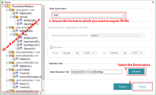 A2Z Migrations for Thunderbird to Outlook Screenshot
