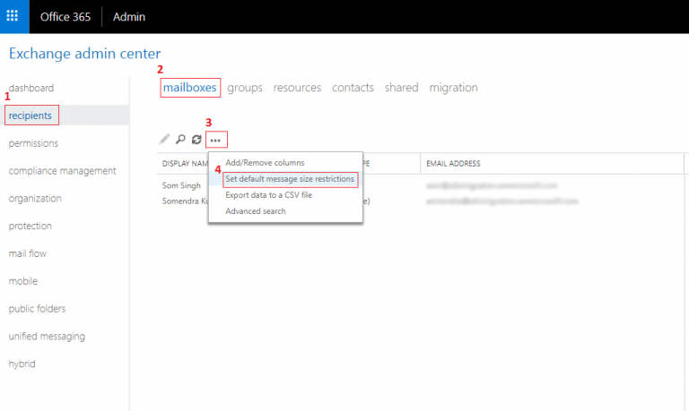 Increase attachment size in Office 365 Exchange Online Mailbox