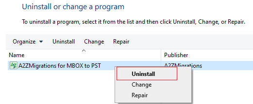 uninstall MBOX to pst Converter