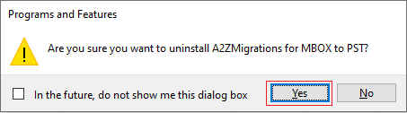 confirmation window