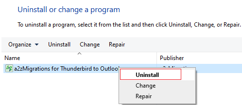 uninstall thunderbird to outlook Converter