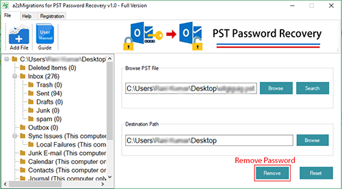 Remove PST Password